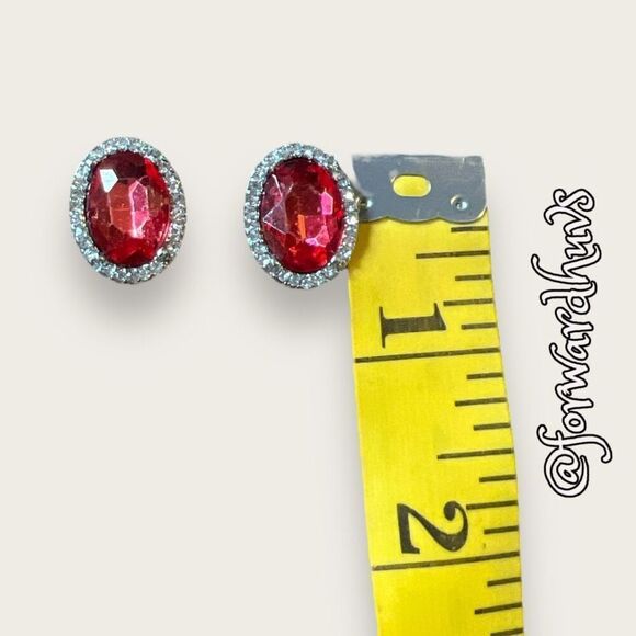 Bundle Sale 3 for $15 | Red Centerpiece | Clear Rhinestone Clip on Earrings - Picture 7 of 8